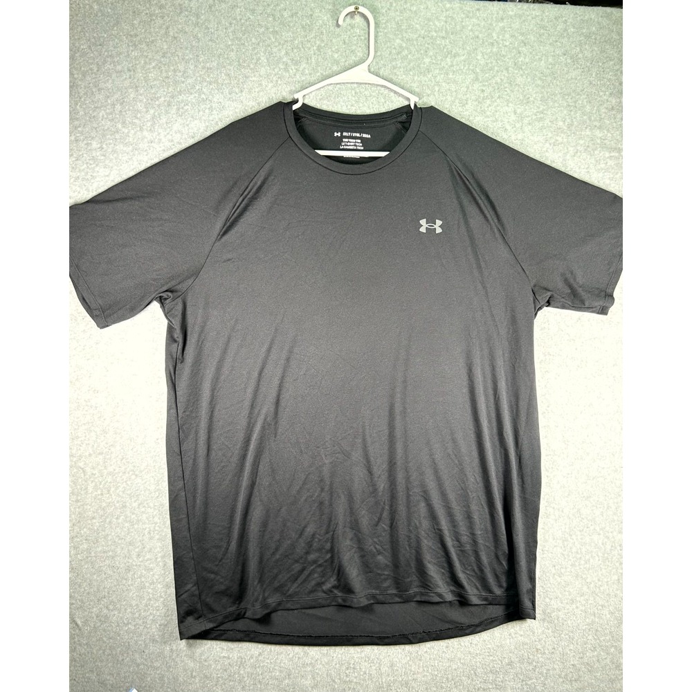 Under Armour Tech T-Shirt Mens 2XLT Black Loose Fit Athletic Gym Raglan Sleeve
